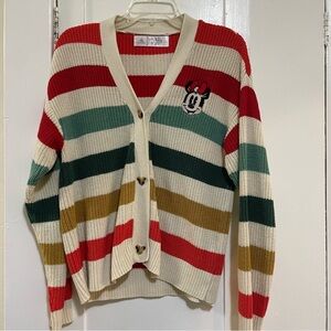 Disney Striped Cardigan with Minnie Mouse and Mickey shaped buttons size medium